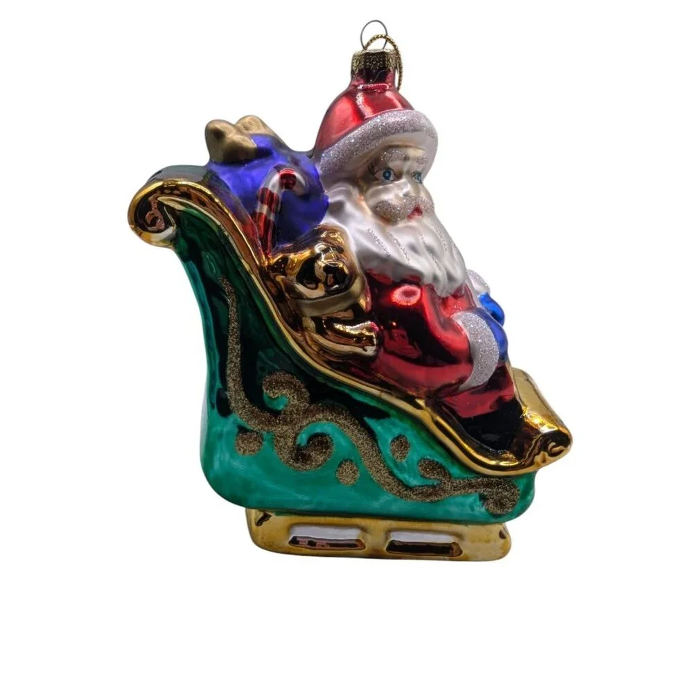 Thomas Pacconi Museum Series Christmas Ornament Santa in Sleigh Hand Blown Glass